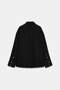 CAMISA GASA OVERSIZE BOLSILLO / Negro