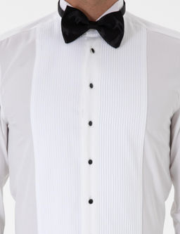 Beyaz Slim Fit Pamuk Kar___ml_ Ata Yaka Smokin G_mlek