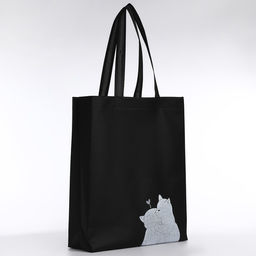 Цена за 2 шт. Сумка (пакет) шопер Котики, 42х10х30 см, без подклада, черная - Nazamok фото 4