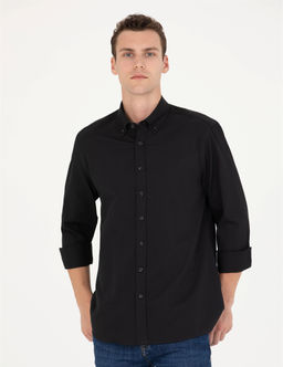 Siyah Regular Fit Uzun Kollu G_mlek