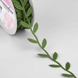 Лента фигурная Листья, 25 мм, 9 0,5 м, цвет тёмно-зелёный - Арт узор фото 2