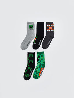 Minecraft Desenli Erkek ?ocuk Soket ?orap 5li