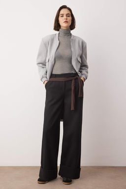 Trendyolmilla Limited Edition Antrasit Wide Leg/Genis Paca Yuksek Bel Dokuma Pantolon TWOAW23PL00302 фото 13