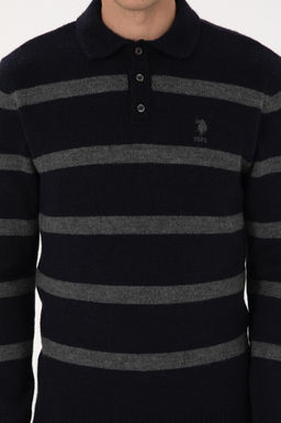 Erkek Regular Fit Polo Yaka Lacivert Kazak