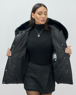 Куртка зимняя женская с мехом и капюшоном тренд черного цвета 7759Ch Бренд: Visdeer - Mtforce фото 9