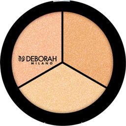 DEBORAH Палетка хайлайтеров для лица TRIO HIGHLIGHTER PALETTE тон: Жемчужно-бежевый; Золотисто-янтарный; Искрящаяся роза, 5г
