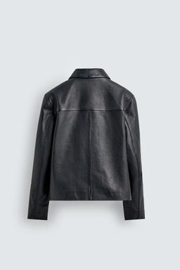 BOXY FIT LEATHER JACKET - Zara фото 8