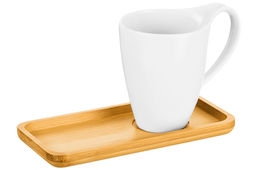 Чашка 400 мл 13,5*9*11,5 см Айсберг с бамбуковым блюдцем для десерта 21*10,5*1,5 см - Elan gallery фото 5