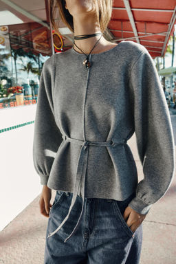 KNIT JUMPER WITH DRAWSTRING - Zara фото 2