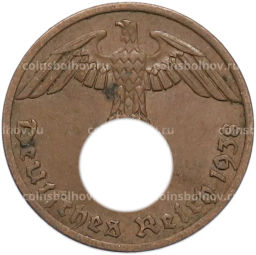 Монета 1 рейхспфенниг 1938 года A Германия