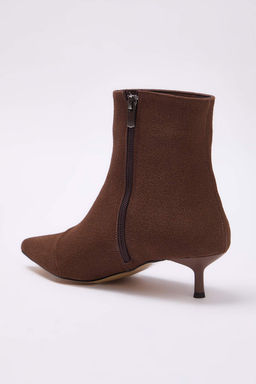 Kahverengi Suet Sivri Burun Bilekte Kitten Ince Topuklu Kad?n Bot TAKAW26BO00045 - Trendyolmilla фото 5