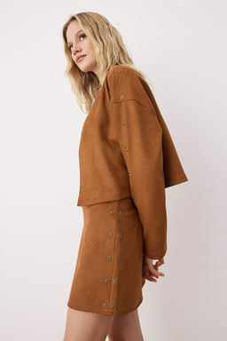 Camel Kus Gozu Aksesuarl? Dokuma Mini Suet Etek TWOAW26ET00079 - Trendyolmilla фото 2