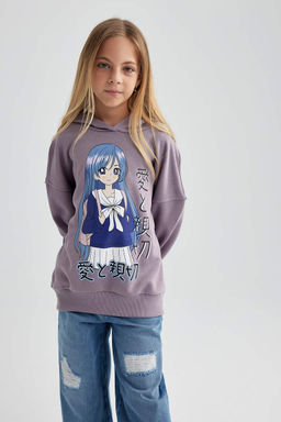 Толстовка оверсайз с капюшоном для девочек