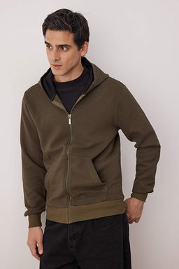 Haki Regular/Normal Kesim Fermuarl_ Kap__onlu Dokulu Sweatshirt TMNAW26SW00067 - Trendyolmilla фото 2