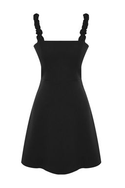 Siyah A Kesim Kare Yaka Ask? Detayl? Mini Dokuma Elbise TWOSS22EL2175