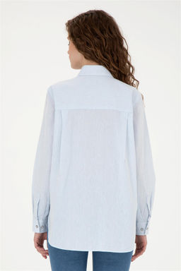 Женская голубая рубашка с длинным рукавом - U.s. polo assn фото 5