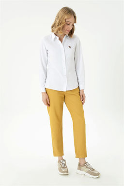 Женская белая базовая рубашка с длинным рукавом - U.s. polo assn фото 4