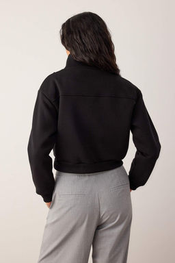 Bordo Kal?n Ici Polarl? Dik Yaka Yar?m Pat Fermuar? Crop Orme Sweatshirt TWOAW26SW00233 - Trendyolmilla фото 10