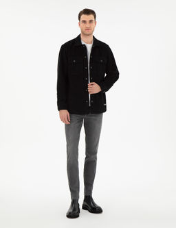 Siyah Klasik Yaka _ift Cepli Oversize G_mlek Ceket