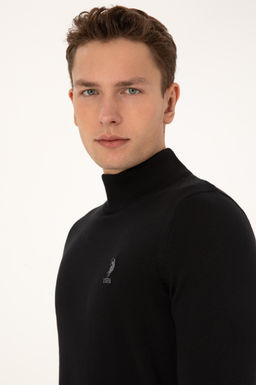 Erkek Slim Fit Yar_m Bal_k__ Yaka Siyah Basic Kazak - U.s. polo assn фото 2