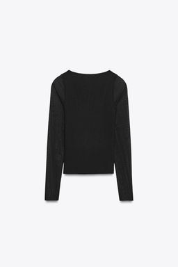 SEMI-SHEER COMBINED T-SHIRT - Zara фото 13