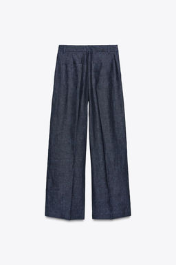 100% LINEN CROSS-WAIST TROUSERS - Zara фото 7