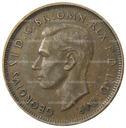 Монета 1/2 пенни 1938 года Австралия