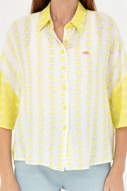 Женская неоново-желтая рубашка с длинным рукавом - U.s. polo assn фото 6