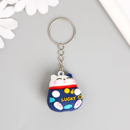 Цена за 12 шт. Брелок резина Котик удачи МИКС 4х3,3 см