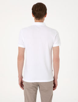 Beyaz Slim Fit %100 Pamuk Polo Yaka Basic Ti__rt
