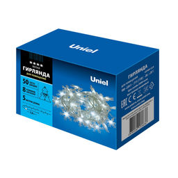 ULD-S0700-050/DTA WHITE IP20 SNOWFLAKES-2 Гирлянда светодиодная с контроллером Снежинки-2, 50 светодиодов, 7 м, белая, IP20,провод прозрачный