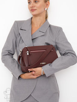 Сумка женская кожаная 1025C burgundy red Polina&Eiterou в Новосибирске