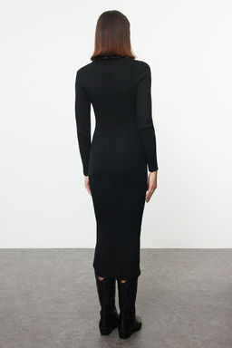 TRENDYOLMILLA Tas Renk Bloklu Midi Triko Premium Iplik/Ozel Iplik Elbise TWOAW25EL00307 фото 5