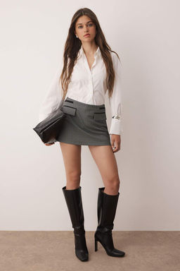 Antrasit Eksoeli Mini Cep Deatyl? Etek Gorunumlu Sort & Bermuda TWOAW26SR00025