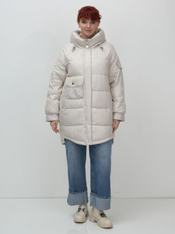 Куртка зимняя женская с капюшоном модная бежевого цвета 7341B - Visdeer фото 2