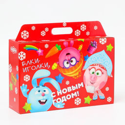 Цена за 5 шт. Подарочная коробка Новогодняя Портфель широкий «Смешарики» лицензия 31×8.5×20.3 см (+5 см).