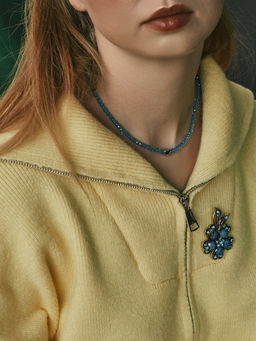 Чокер из бисера «Хрусталь», сердце, голубой в серебре, 36 см + 5 см доп, цепочка