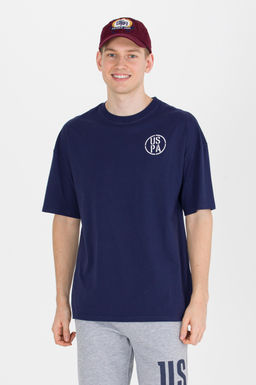 Erkek Lacivert Long Fit Bisiklet Yaka Ti__rt