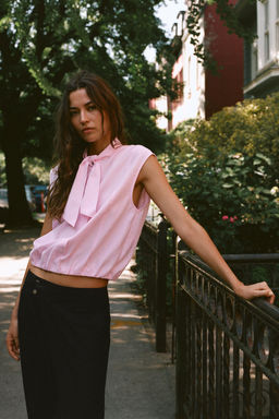 BLUSA LAZO MANGA SISA / Rosa - Zara фото 3