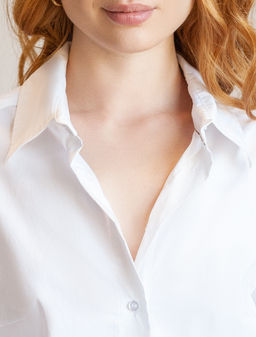 VILATTE / Блузка из эластичной ткани, полуприталенная и с длинным манжетом  фото 6