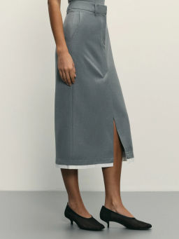 Юбка миди с контрастной деталью по низу / Zarina  фото 3