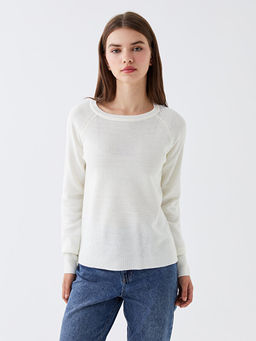 Bisiklet Yaka D?z Uzun Kollu Kad?n Triko Kazak