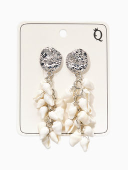 Серьги «Морской мир» ракушечки маленькие, белые в серебре