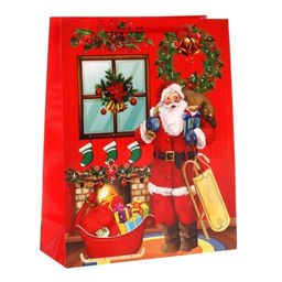 Цена за 12 шт. Пакет подарочный 26x32x9см / 447S /уп 12/960/Новый год - Галеонтрейд фото 3