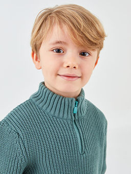 Dik Yaka Basic Uzun Kollu Erkek ?ocuk Triko Kazak - Waikiki фото 2