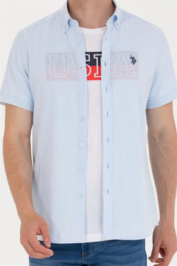 U. S. Polo Assn Мужская голубая рубашка с коротким рукавом - U.s. polo assn фото 13