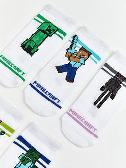 Minecraft Bask?l? Erkek ?ocuk Patik ?orap 5li