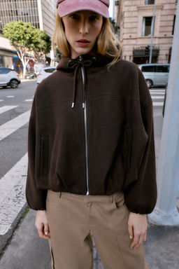 OVERSIZED SOFT HOODED BOMBER JACKET - Zara фото 11