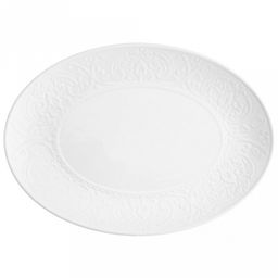 "Русь" Блюдо овальное фарфоровое 368х260х33мм, белый, рельефный декор (Китай)