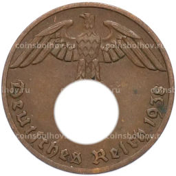 Монета 1 рейхспфенниг 1938 года A Германия